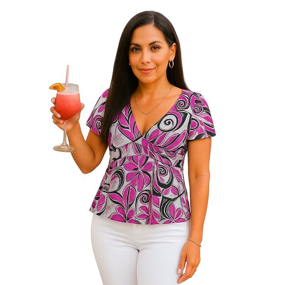 New York & Company Short Sleeve Tie Back Top - Picture 2 of 6